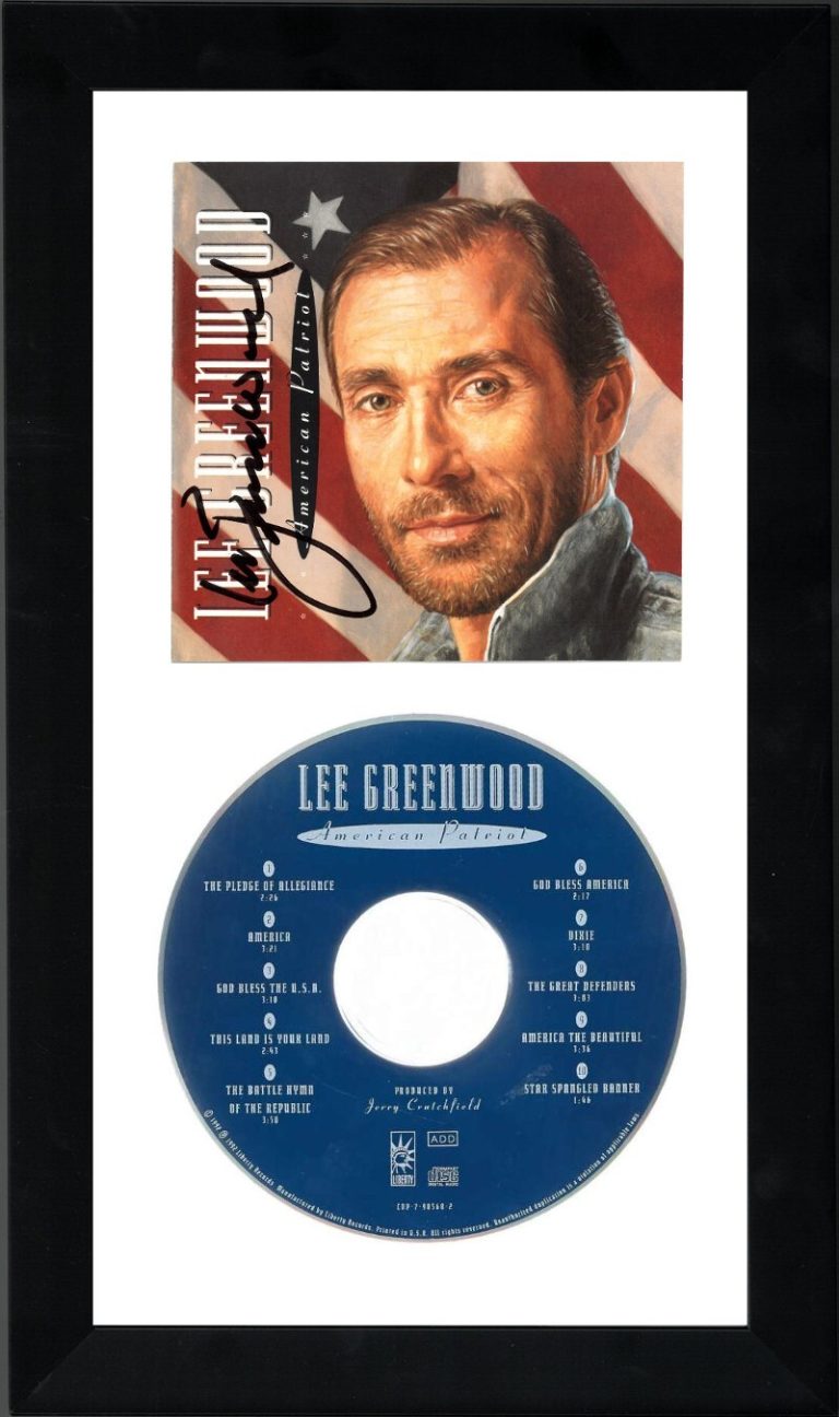 Lee Greenwood signed 1992 American Patriot Album Cover Booklet w/ CD Framed- JSA