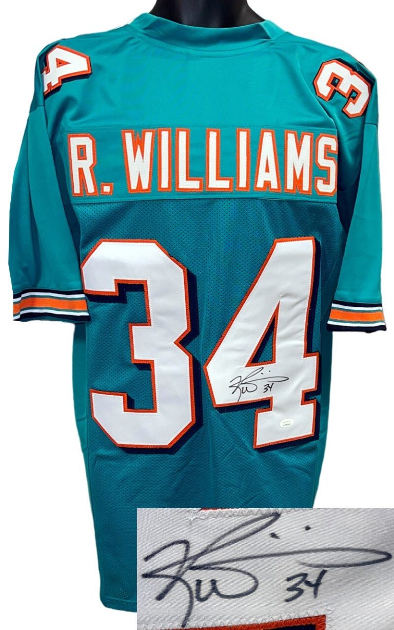 Ricky Williams signed Miami Teal TB Custom Stitched Pro Style Jersey / #34 - JSA