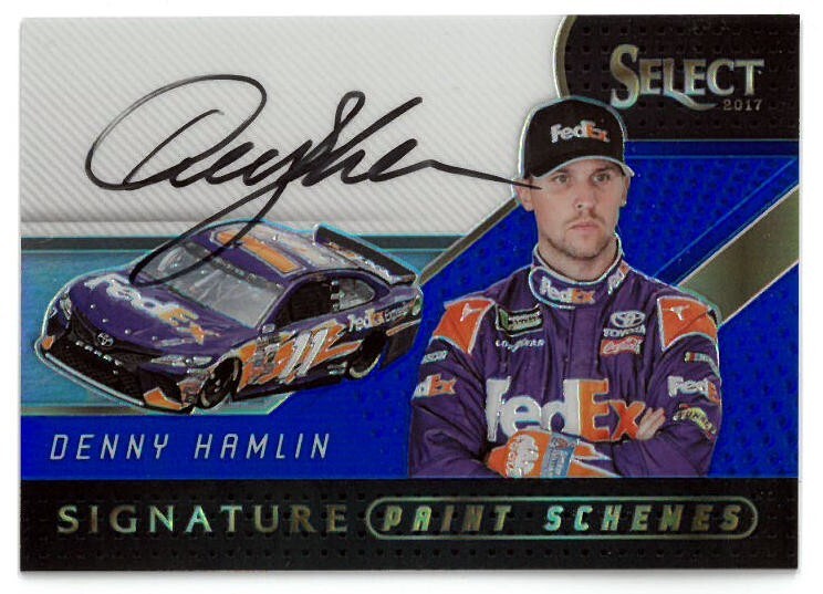 Denny Hamlin signed 2017 Panini Select Racing Paint Schemes NASCAR On Card Auto