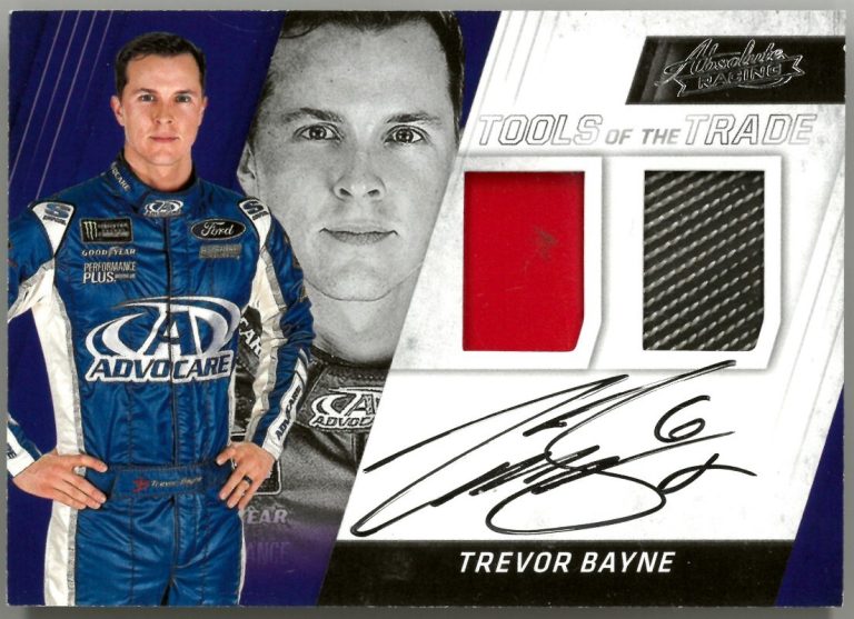 Trevor Bayne signed 2017 Panini Absolute Tools of the Trade Relic/On Card Auto