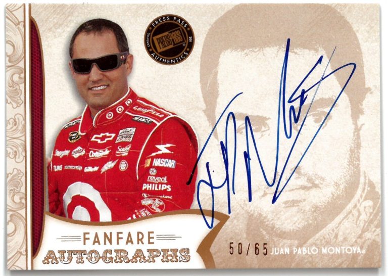 Juan Pablo Montoya signed 2011 Press Pass Authentics FanFare NASCAR On Card Auto