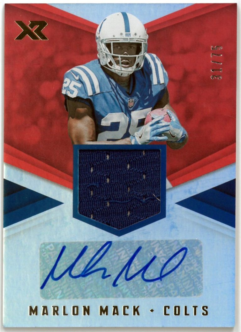 Marlon Mack signed 2017 Panini XR Football RPA Rookie Auto/Patch Card 31/75