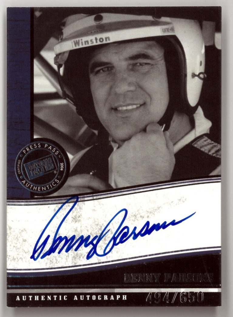Benny Parson signed 2006 Press Pass Authentics Legends Racing On Card Auto