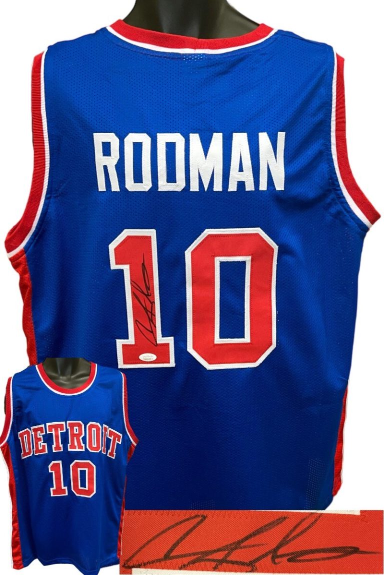 Dennis Rodman signed Detroit Blue TB Custom Stitched Pro Basketball Jersey- JSA