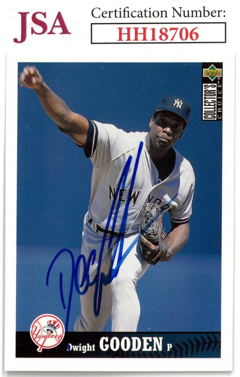 Doc/Dwight Gooden signed 1997 Upper Deck Collector's Choice On Card Auto- JSA
