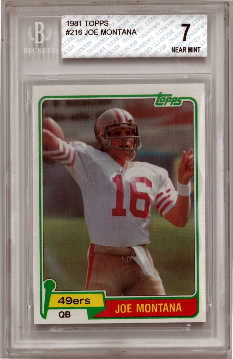 Joe Montana 1981 Topps Rookie Card (RC) #216- Beckett/BGS Graded 7 Near Mint
