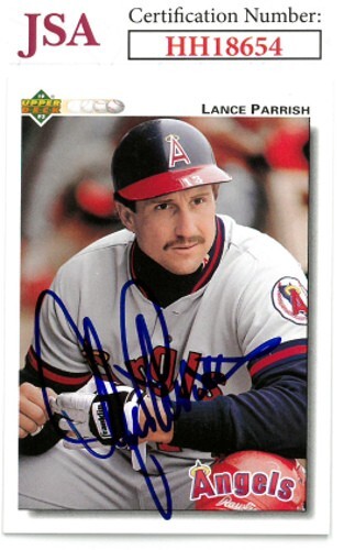 Lance Parrish signed 1992 Upper Deck Baseball On Card Auto #431- JSA