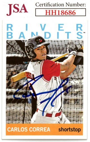 Carlos Correa signed 2013 Topps Rookie Baseball On Card Auto #150- JSA
