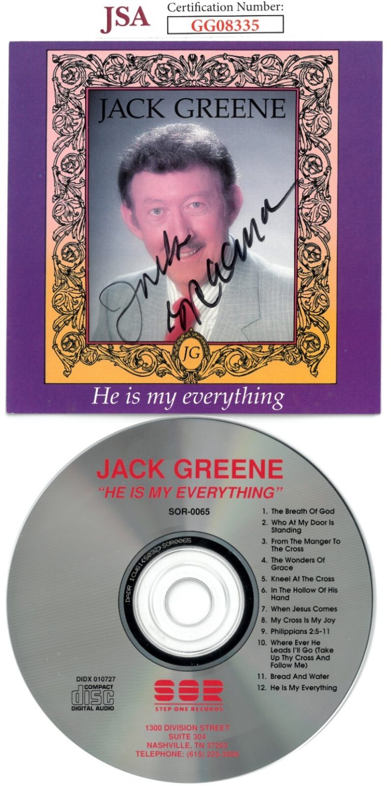 Jack Greene signed 1991 He Is My Everything Album Cover w/CD & Case- JSA