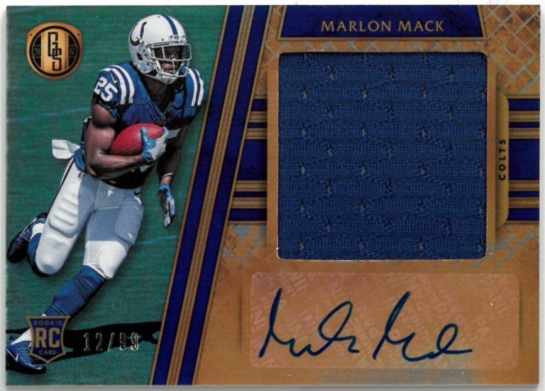 Marlon Mack signed 2017 Panini Gold Standard RPA RC Auto/Patch Card COLTS- 12/99