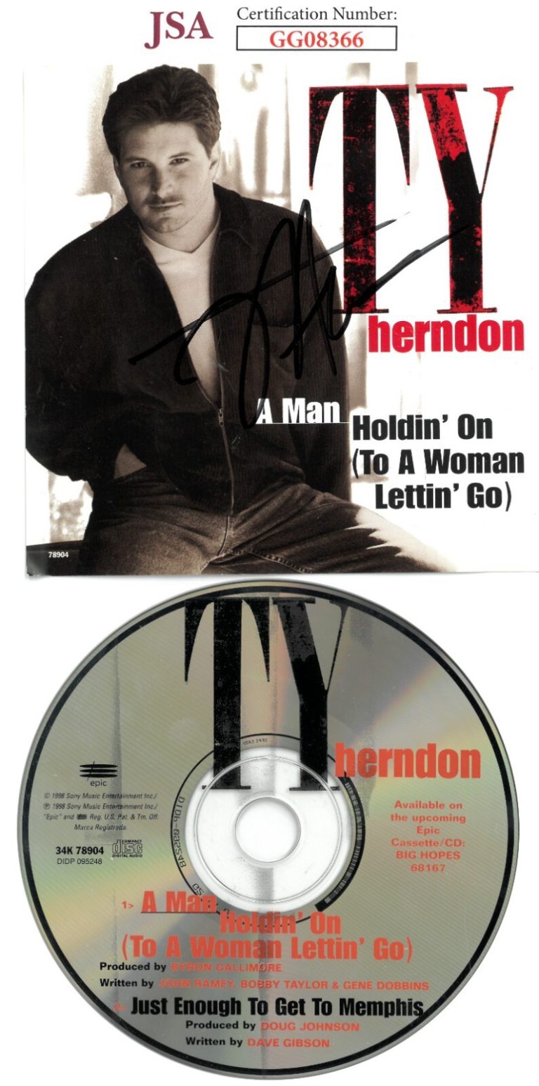 Ty Herndon signed 1998 A Man Holdin' On (To A Woman Lettin' Go) Album CD- JSA