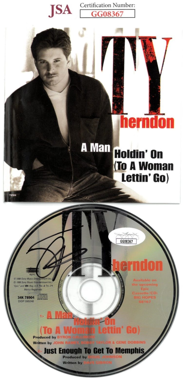 Ty Herndon signed 1998 A Man Holdin' On (To A Woman Lettin' Go) Album CD-  JSA