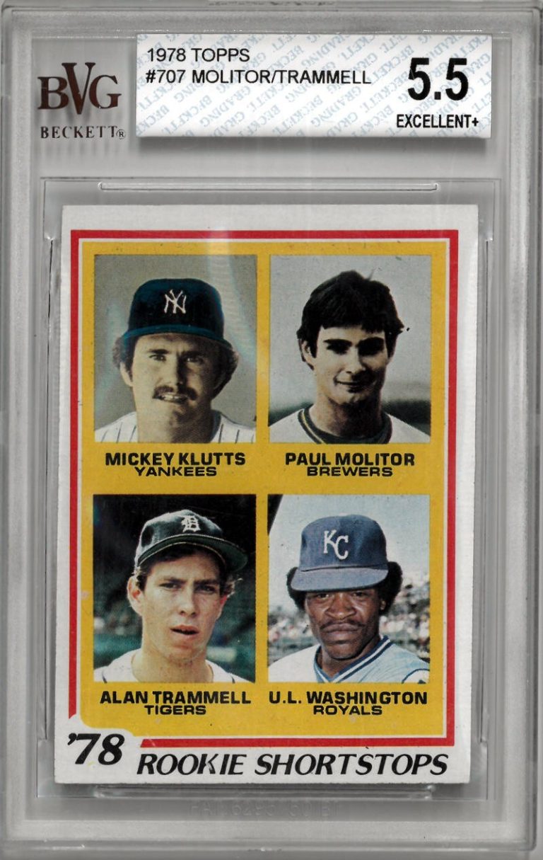 1978 Topps Rookie Shortstops Paul Molitor/Alan Trammell Card #707-BVG Graded 5.5