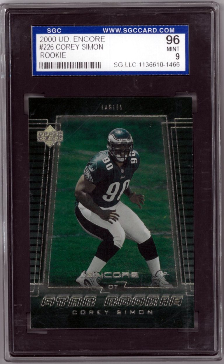 Corey Simon 2000 Upper Deck Encore Rookie Card (RC) #226- SGC Graded 96 Mint 9