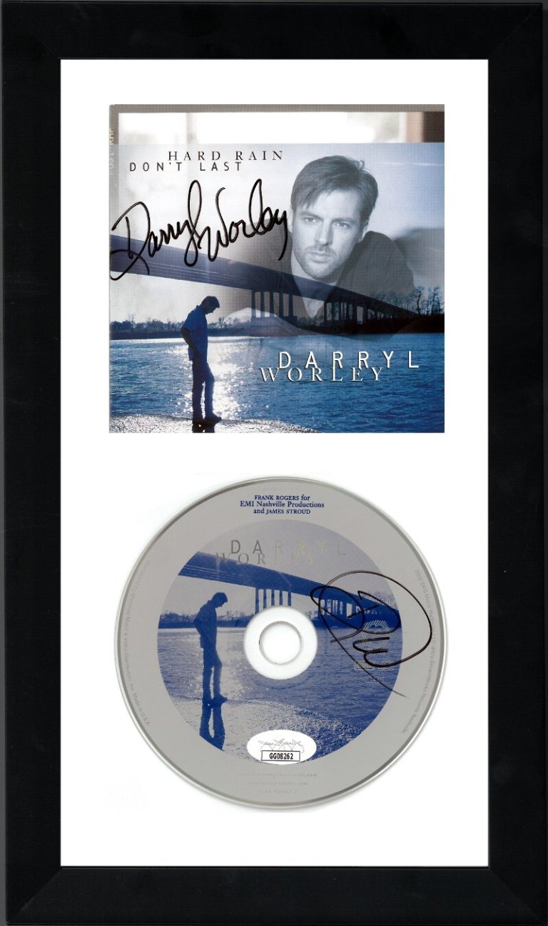 Darryl Worley signed 2000 Hard Rain Don't Last Album Cover/CD Framed- JSA