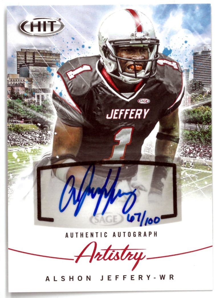 Alshon Jeffery signed 2012 Sage Hit Rookie Auto Card (RC) #AA-9- /100