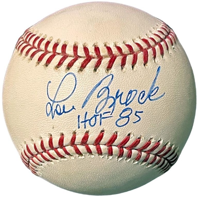Lou Brock signed Rawlings Official MLB Major League Baseball HOF 85- COA