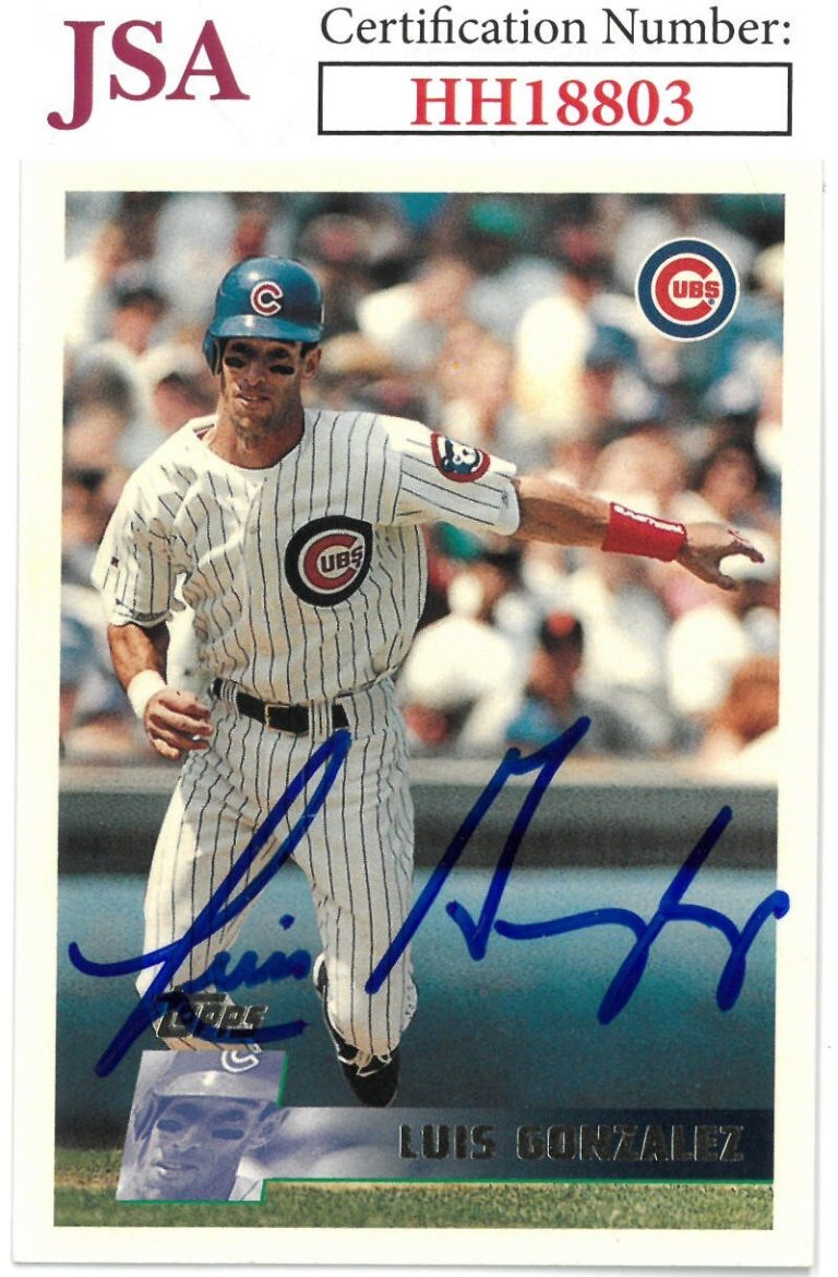 Luis Gonzalez signed 1996 Topps Baseball On Card Auto #278 Cubs - JSA #HH18803