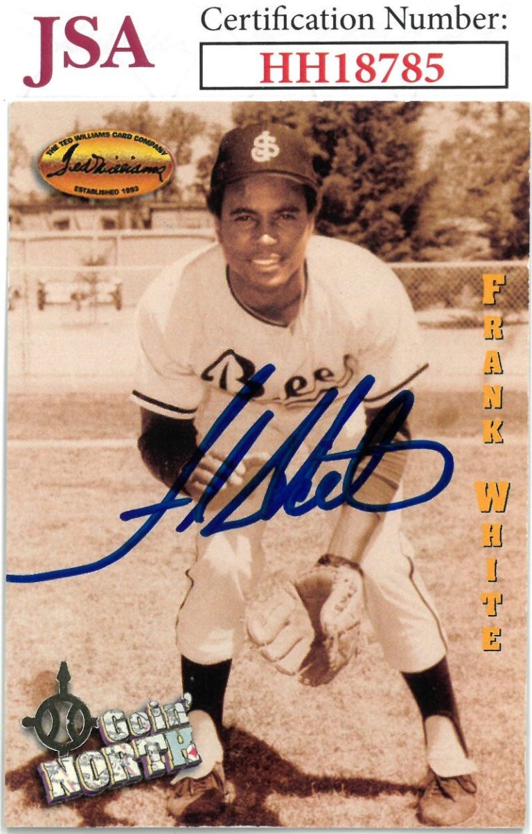 Frank White signed 1994 Topps Ted Williams Baseball On Card Auto #142- JSA