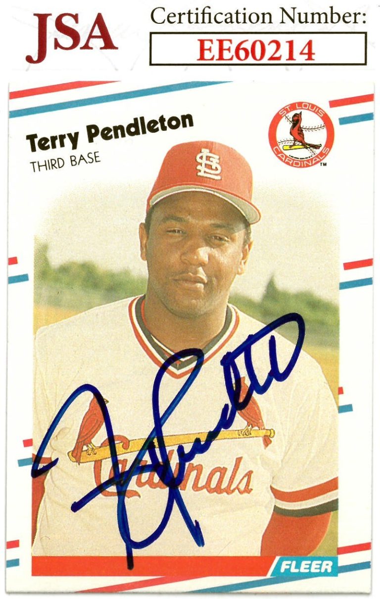 Terry Pendleton signed 1988 Fleer Baseball On Card Auto #46 Cardinals - JSA
