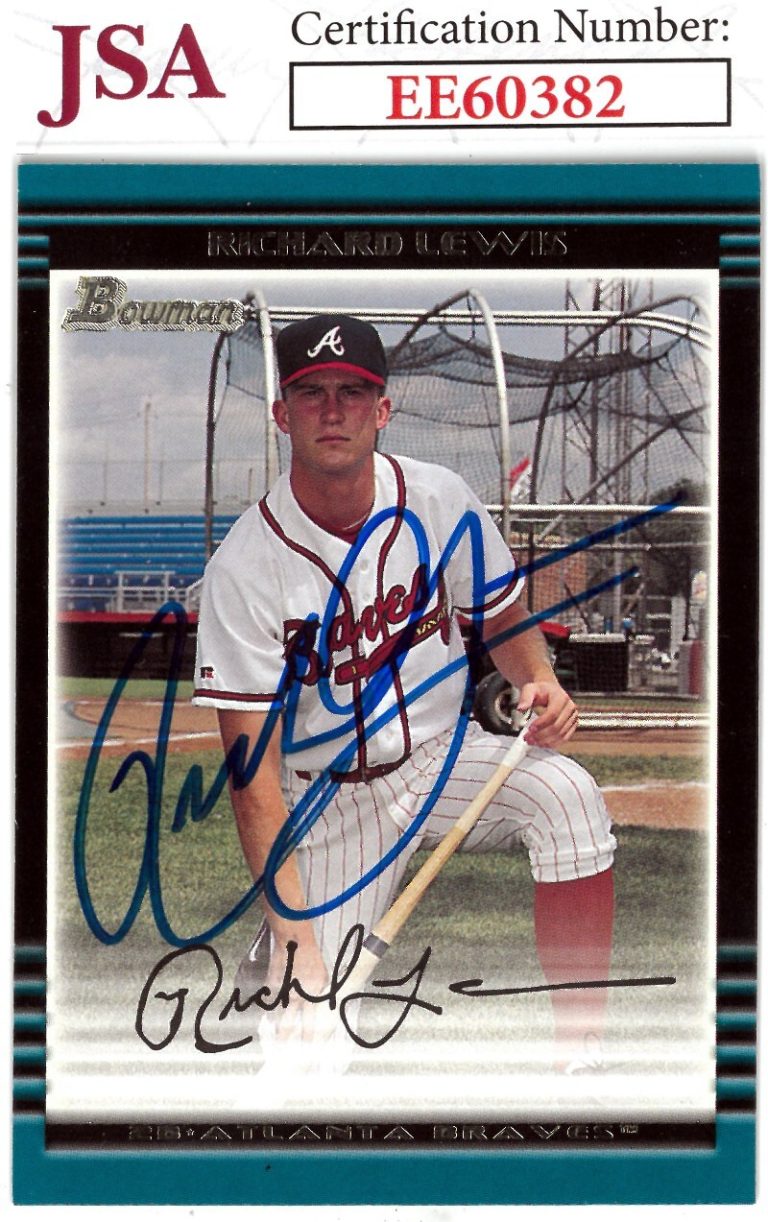 Richard Lewis signed 2002 Bowman Baseball On Card Auto (RC) #230 Braves - JSA
