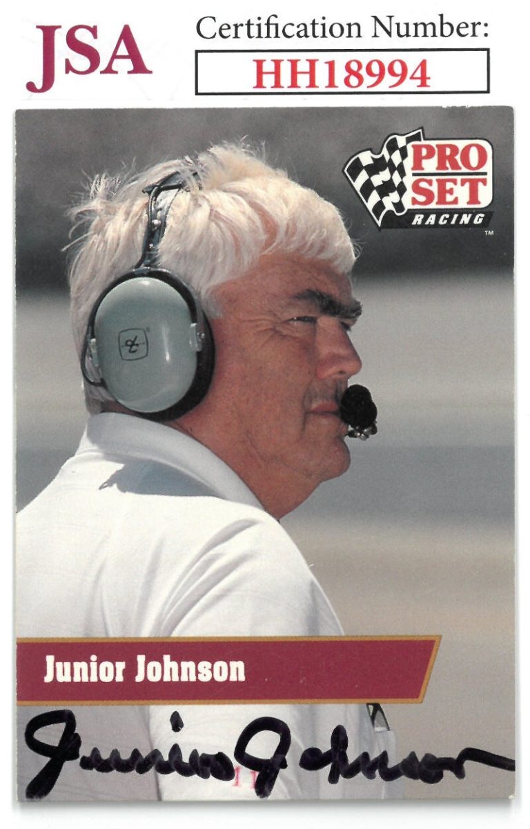 Junior Johnson signed NASCAR 1991 Pro Set Racing On Card Auto #45- JSA