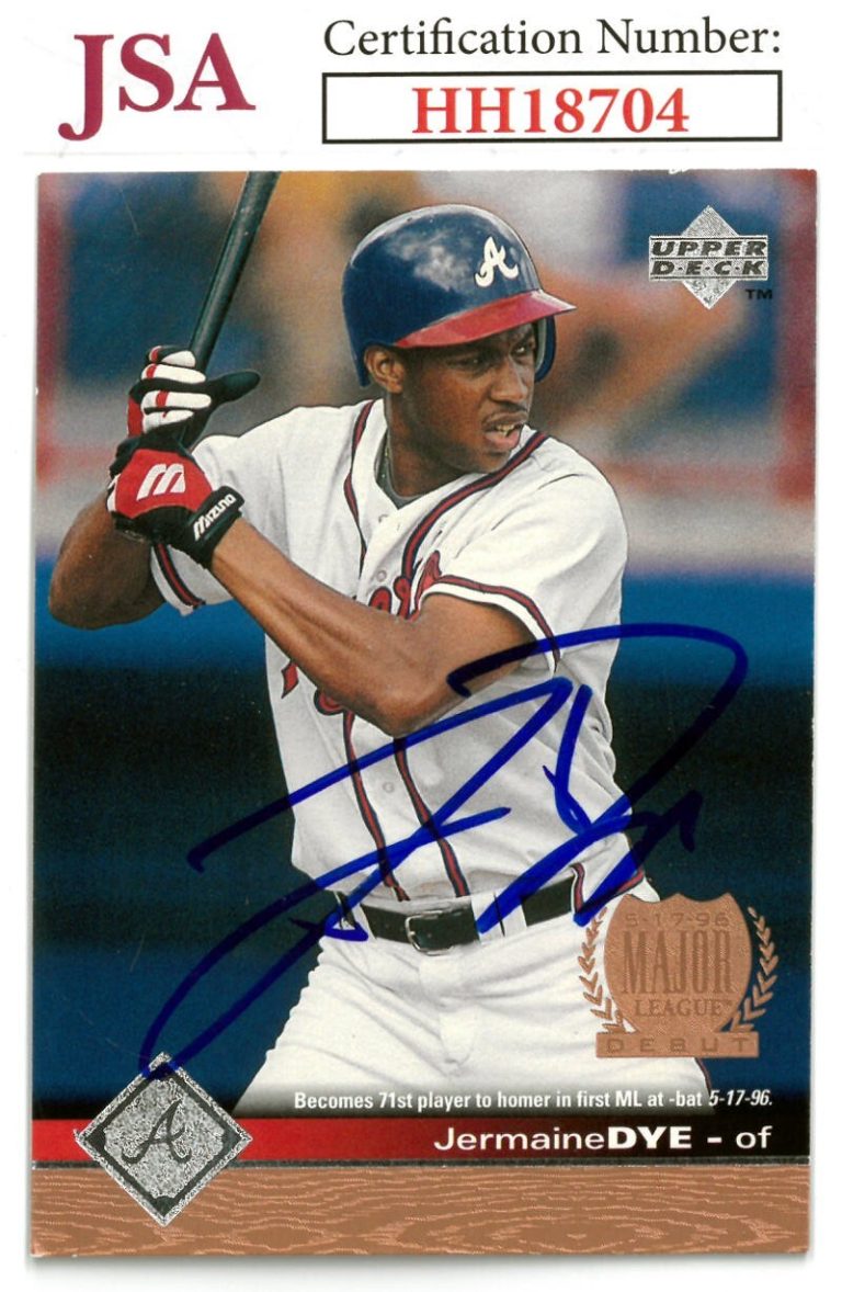 Jermaine Dye signed 1996 Upper Deck Rookie On Card Auto (RC) #12- JSA