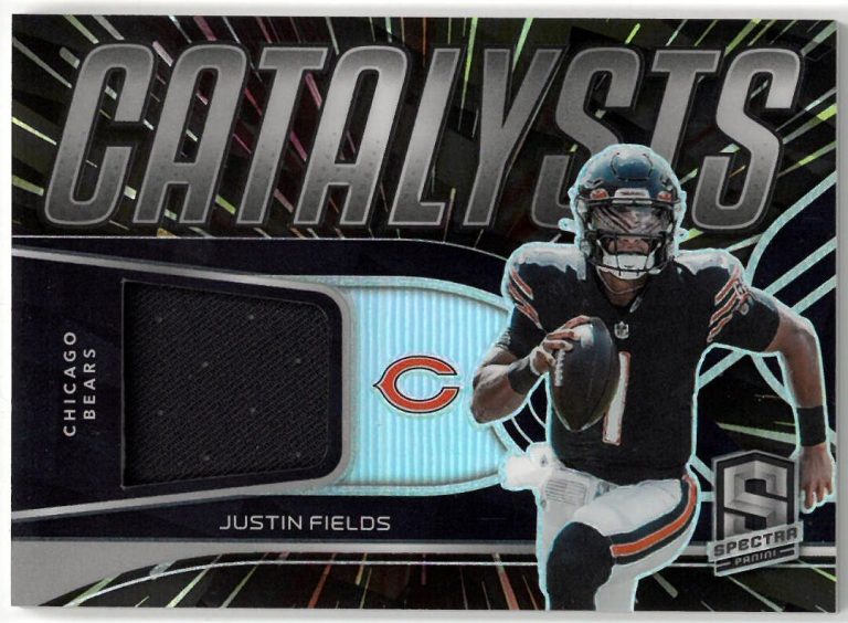 Justin Fields 2022 Panini Spectra Catalysts Jersey Relic Card Bears #CAT-JFI-/75