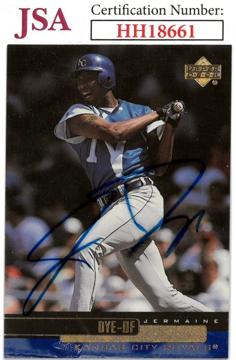 Jermaine Dye signed 2000 Upper Deck Baseball On Card Auto #134 Kansas City - JSA