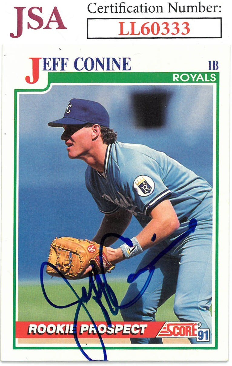 Jeff Conine signed 1991 Score Rookie Baseball On Card Auto (RC) #722- JSA