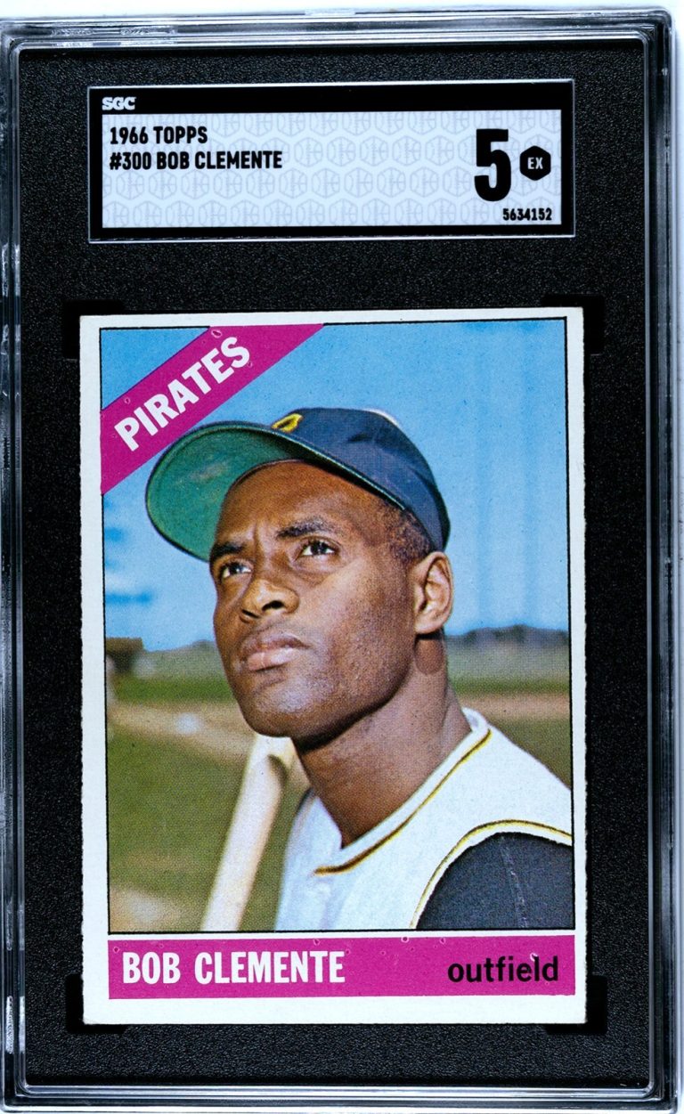 Roberto/Bob Clemente 1966 Topps Card #300 Pirates - SGC Graded 5 EX