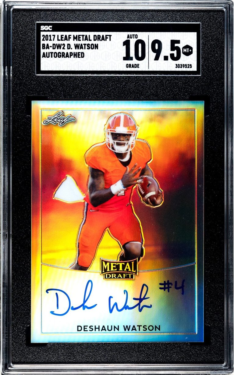 Deshaun Watson signed 2017 Leaf Metal Draft Rookie On Card SGC Graded 9.5 MT+/10