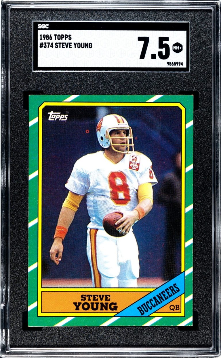 Steve Young 1986 Topps Card (RC) #374 Tampa Bay Buccaneers - SGC Graded 7.5 NM+