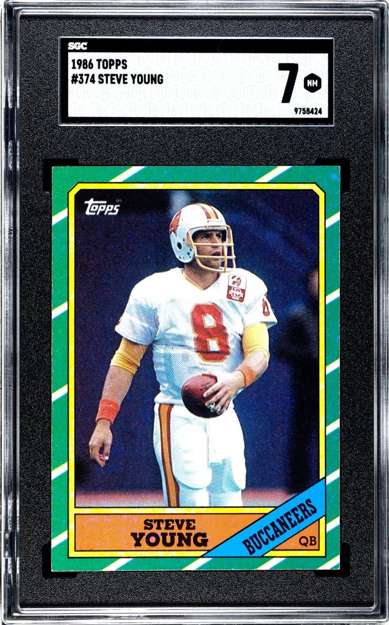 Steve Young 1986 Topps Rookie Card (RC) #37 SGC Graded 7 NM Tampa Bay Buccaneers