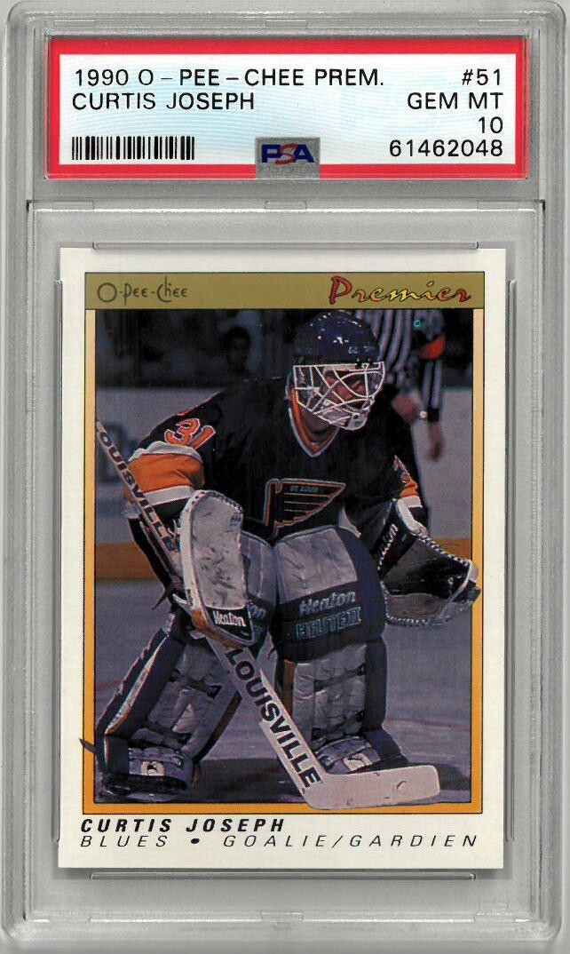 Curtis Joseph 1990-91 O-Pee-Chee Premier Rookie Card (RC) #51- PSA Graded 10 Gem