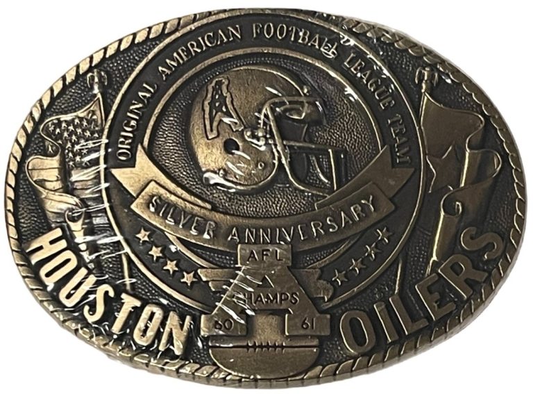 NFL Houston Oilers AFL Championship Vintage Silver Anniversary/Brass Belt Buckle