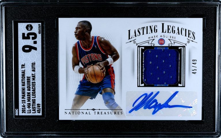 Mark Aguirre signed 2014-15 Panini National Treasures Game Worn/Auto- SGC 9.5 MT