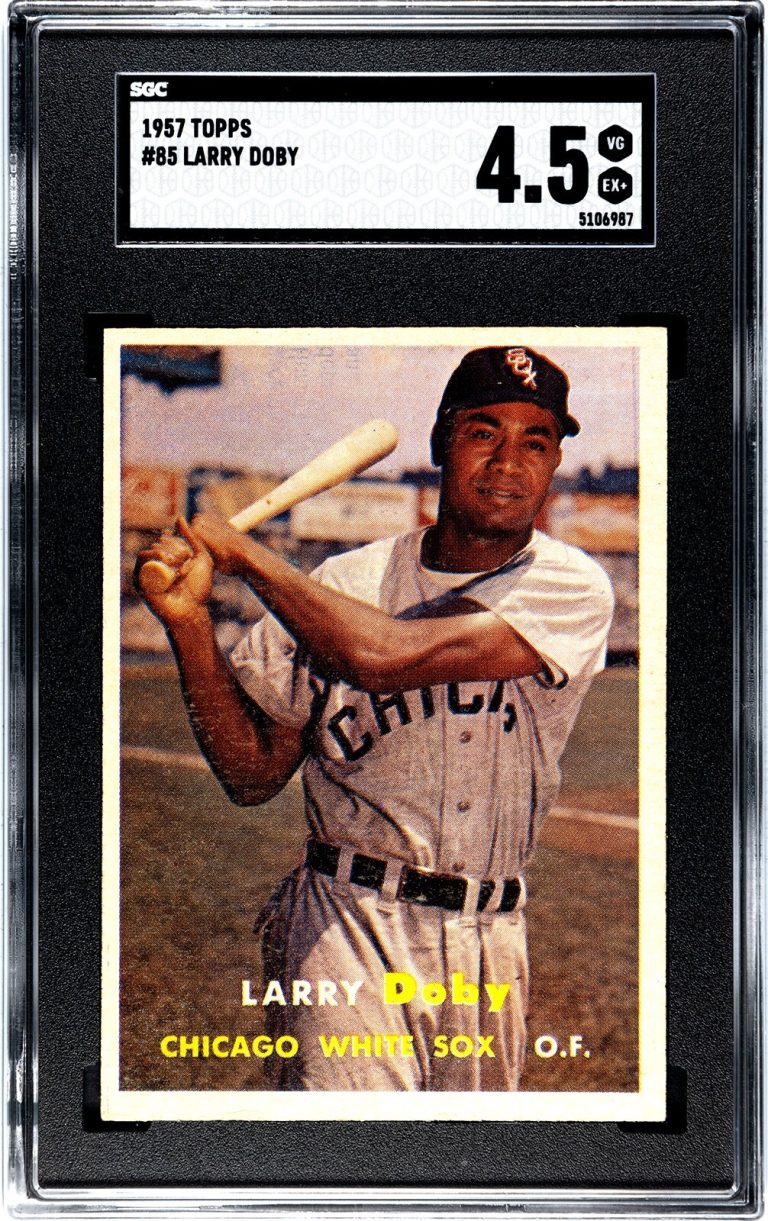 Larry Doby 1957 Topps Baseball Card #85- SGC Graded 4.5 VG-EX+