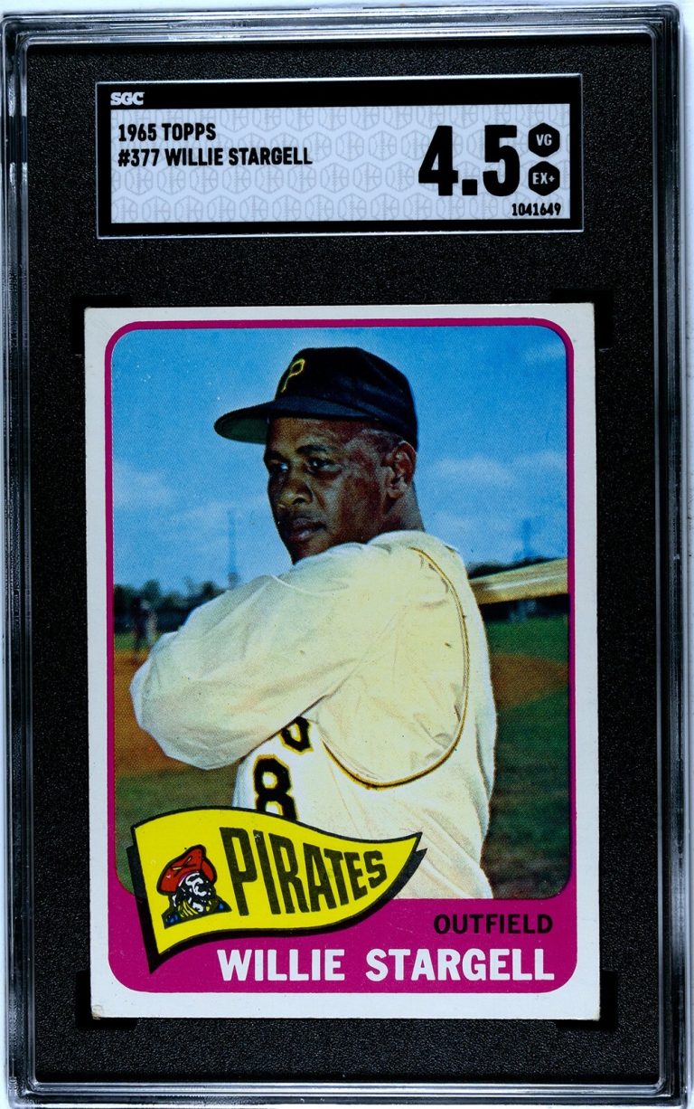 Willie Stargell 1965 Topps Baseball Card #377- SGC Graded 4.5 VG-EX+ (Pirates)