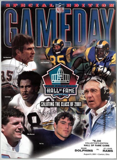 Nick Buoniconti/Jackie Slater/Ron Yary signed 2001  HOF Gameday Magazine/Program