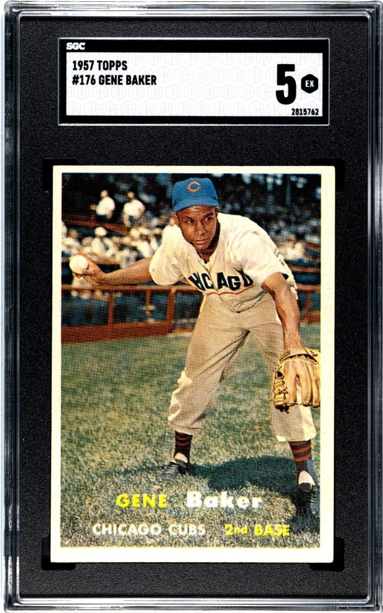 Gene Baker 1957 Topps Baseball Card #176- SGC Graded 5 EX