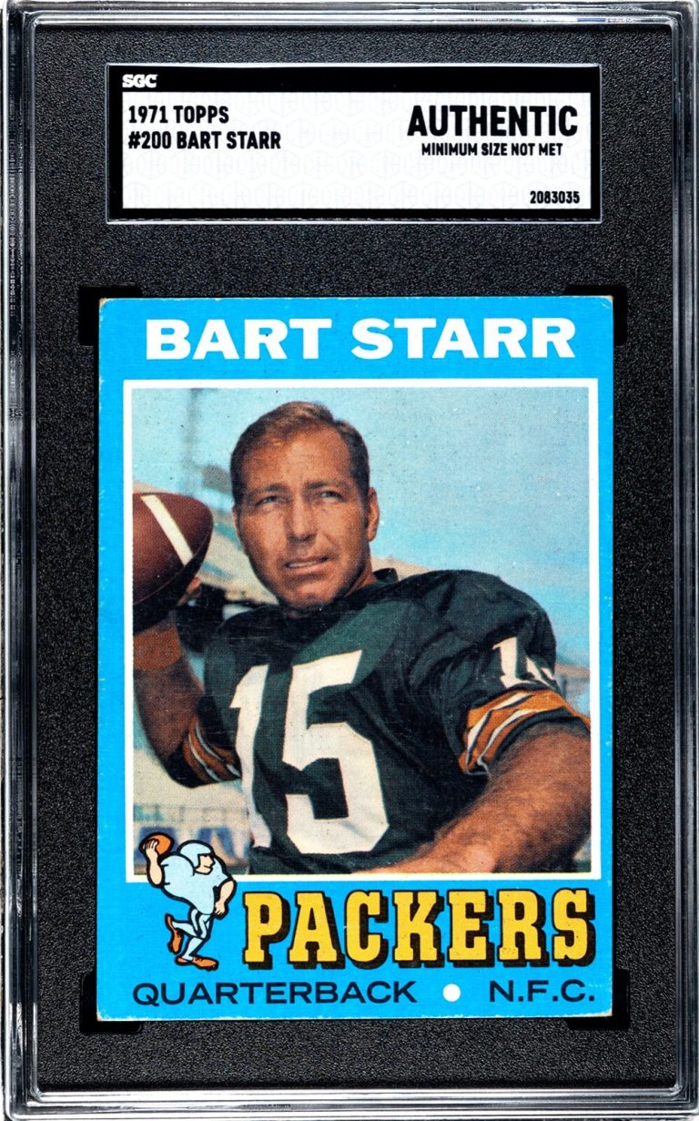 Bart Starr 1971 Topps Card #200- SGC Slabbed Authentic (Minimum Size Not Met)