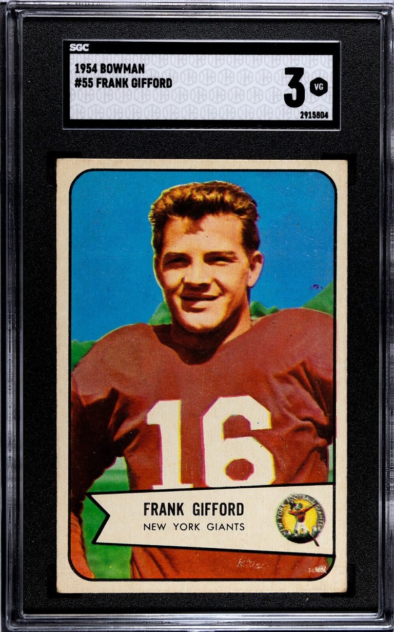 Frank Gifford 1954 Bowman Card #55- SGC Graded 3 VG (New York Giants)