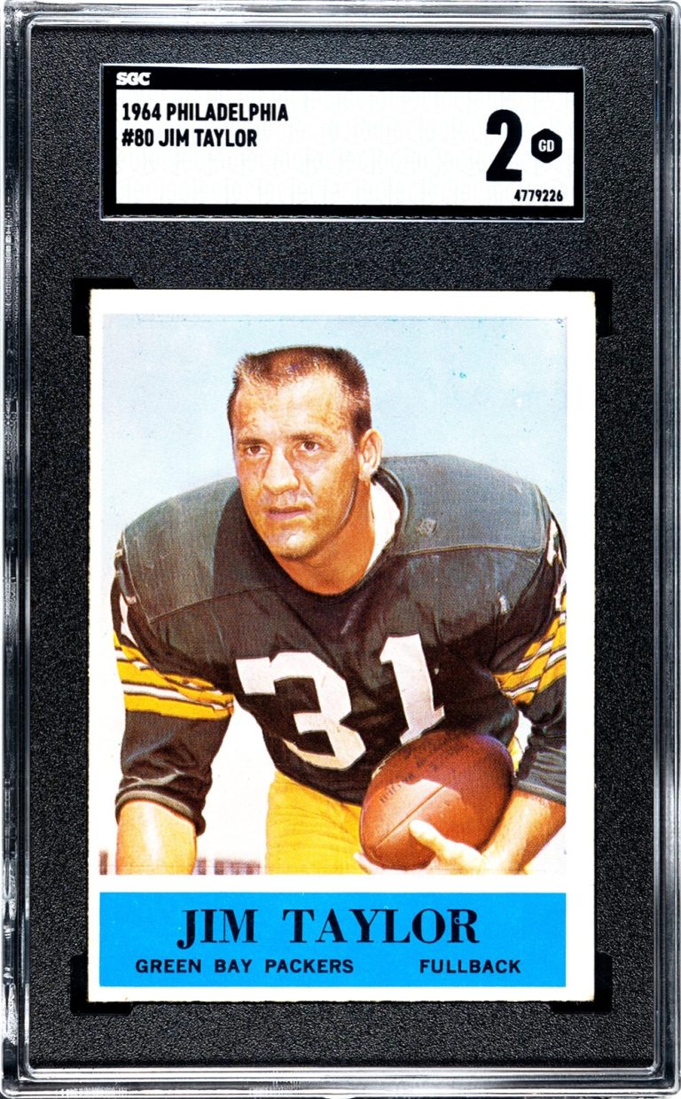 Jim Taylor 1964 Philadelphia Card #80- SGC Graded 2 Good (Green Bay Packers)
