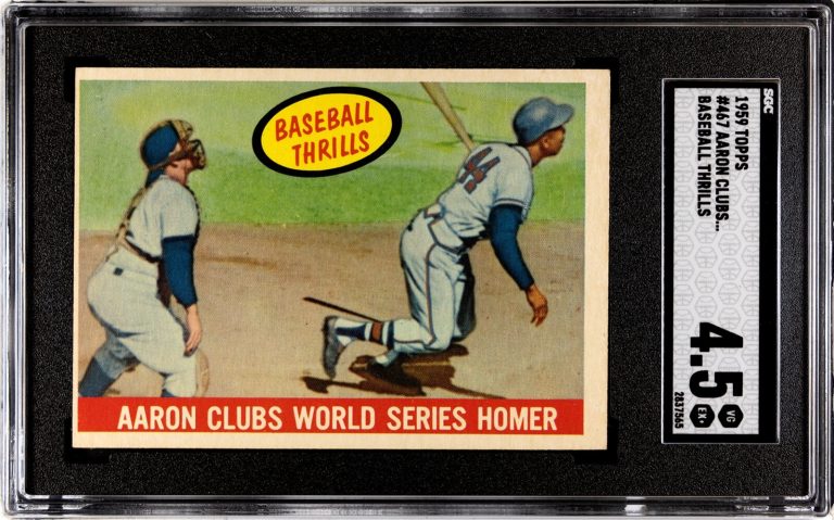 Hank Aaron 1959 Topps Clubs World Series Homer Card #467- SGC Graded 4.5 VG-EX+