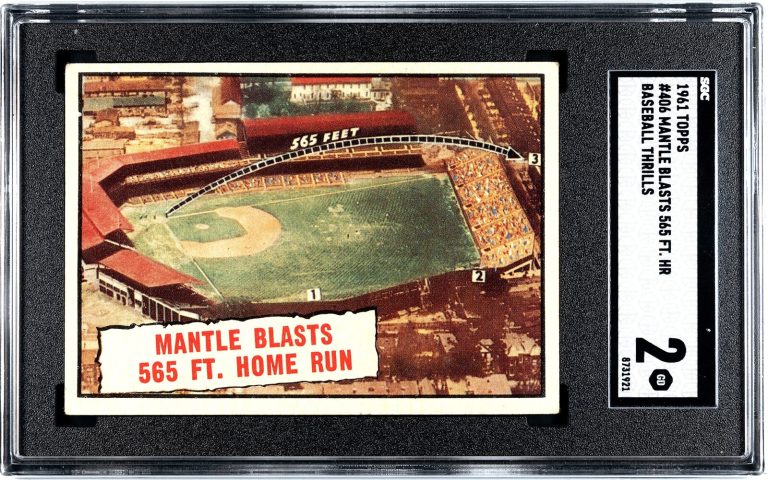 Mickey Mantle 1961 Topps Blasts 565 FT Home Run Card #406 NYY- SGC Graded 2 Good