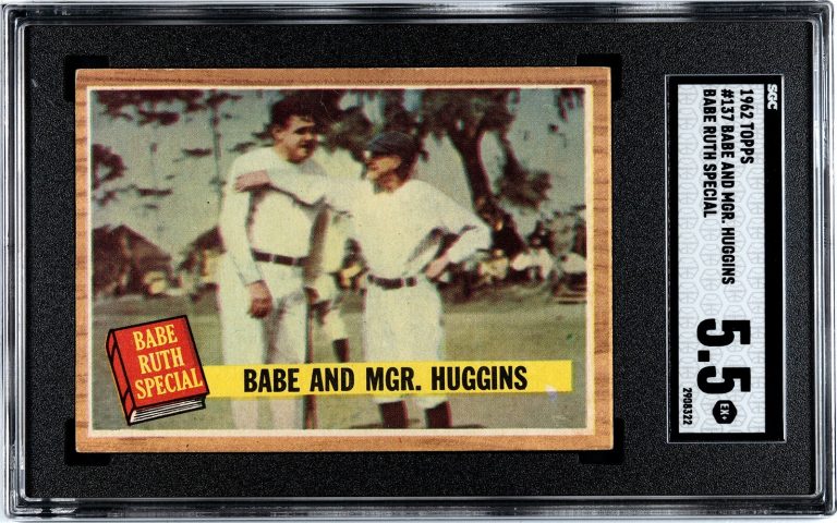Babe Ruth 1962 Topps Manager Huggins Special Card #137- SGC Graded 5.5 EX+