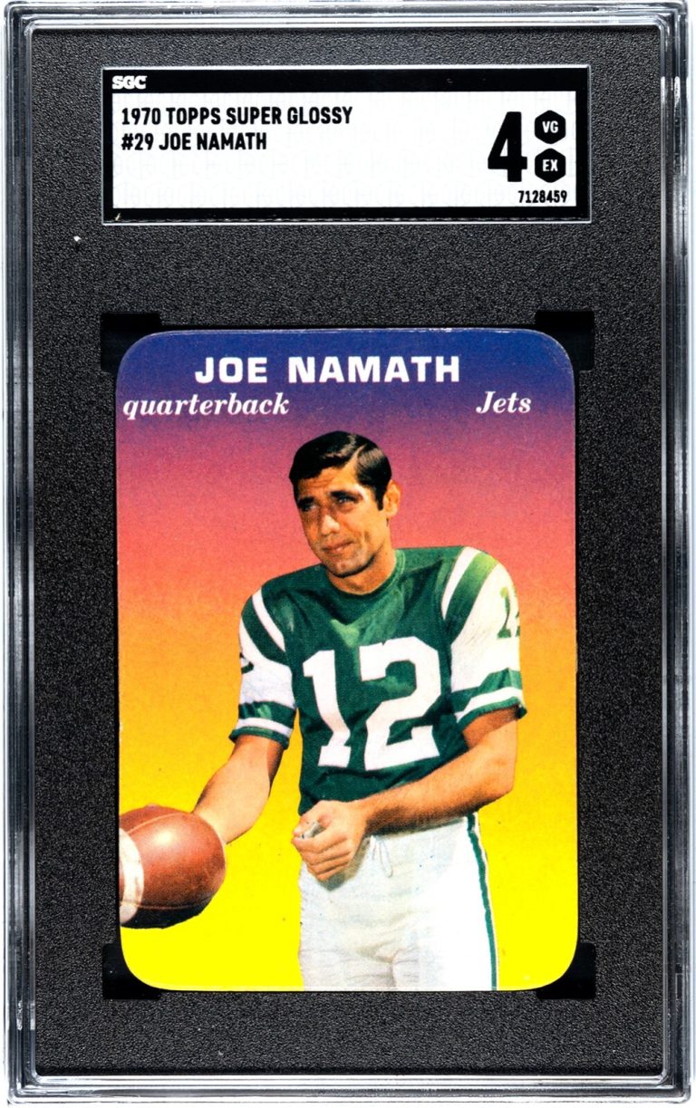 Joe Namath 1970 Topps Super Glossy Card #29- SGC Graded 4 VG-EX (New York Jets)