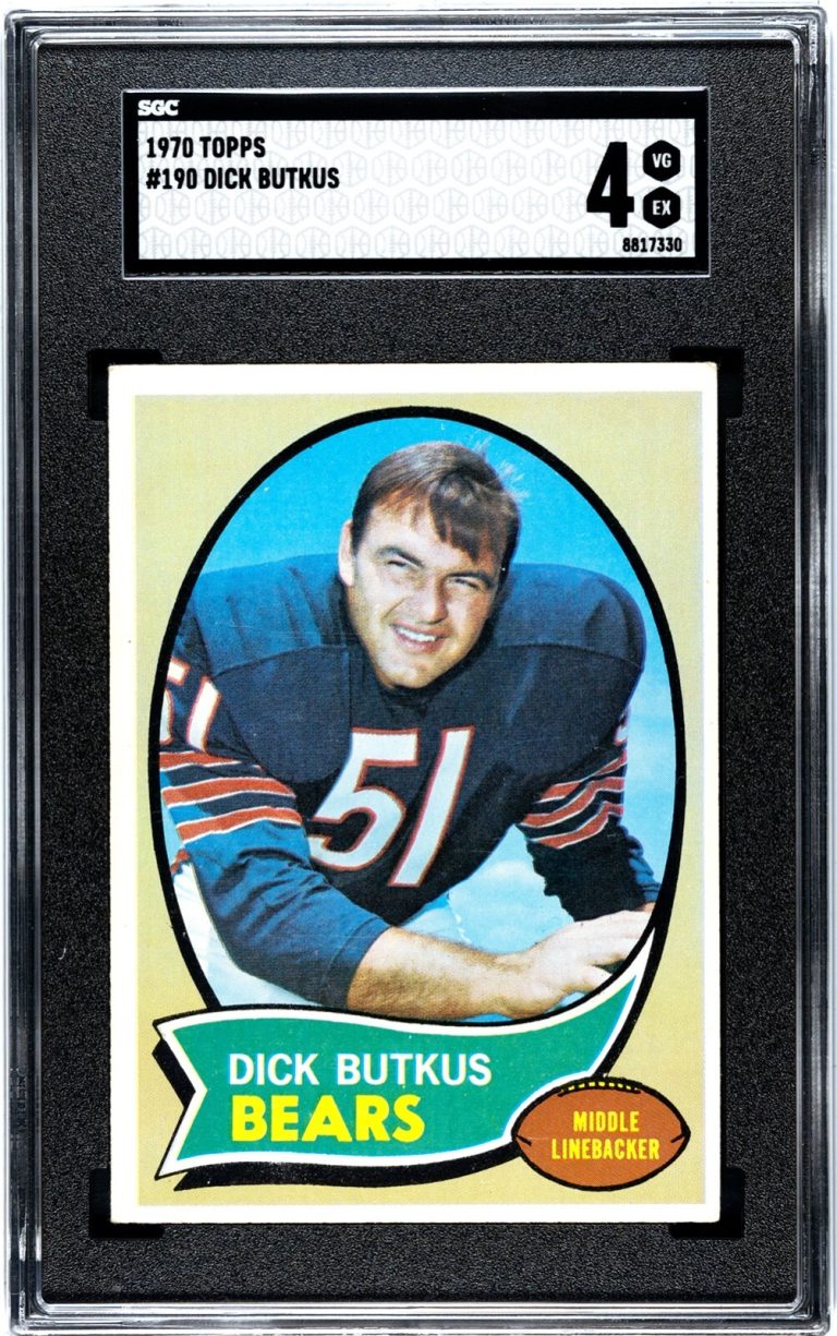 Dick Butkus 1970 Topps Card #190- SGC Graded 4 VG-EX (Chicago Bears)
