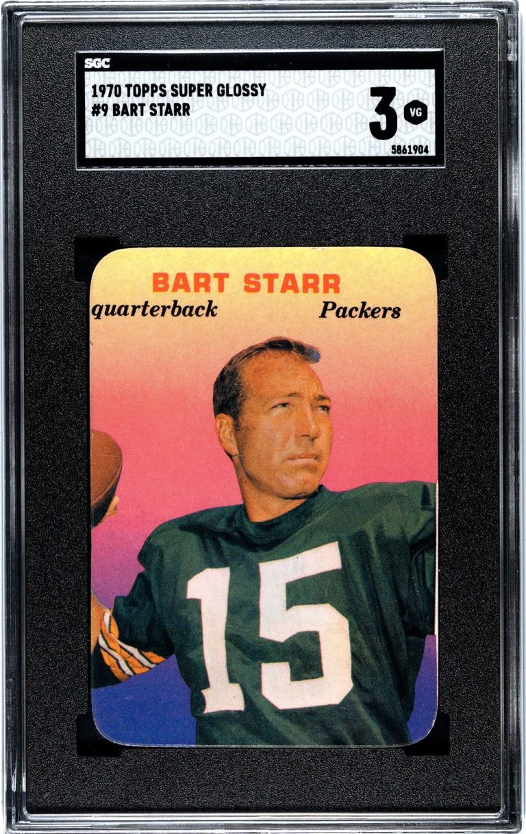 Bart Starr 1970 Topps Super Glossy Card #9- SGC Graded 3 VG (Green Bay Packers)